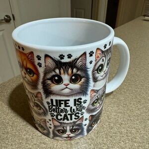 “Life Is Better With Cats” ceramic mug